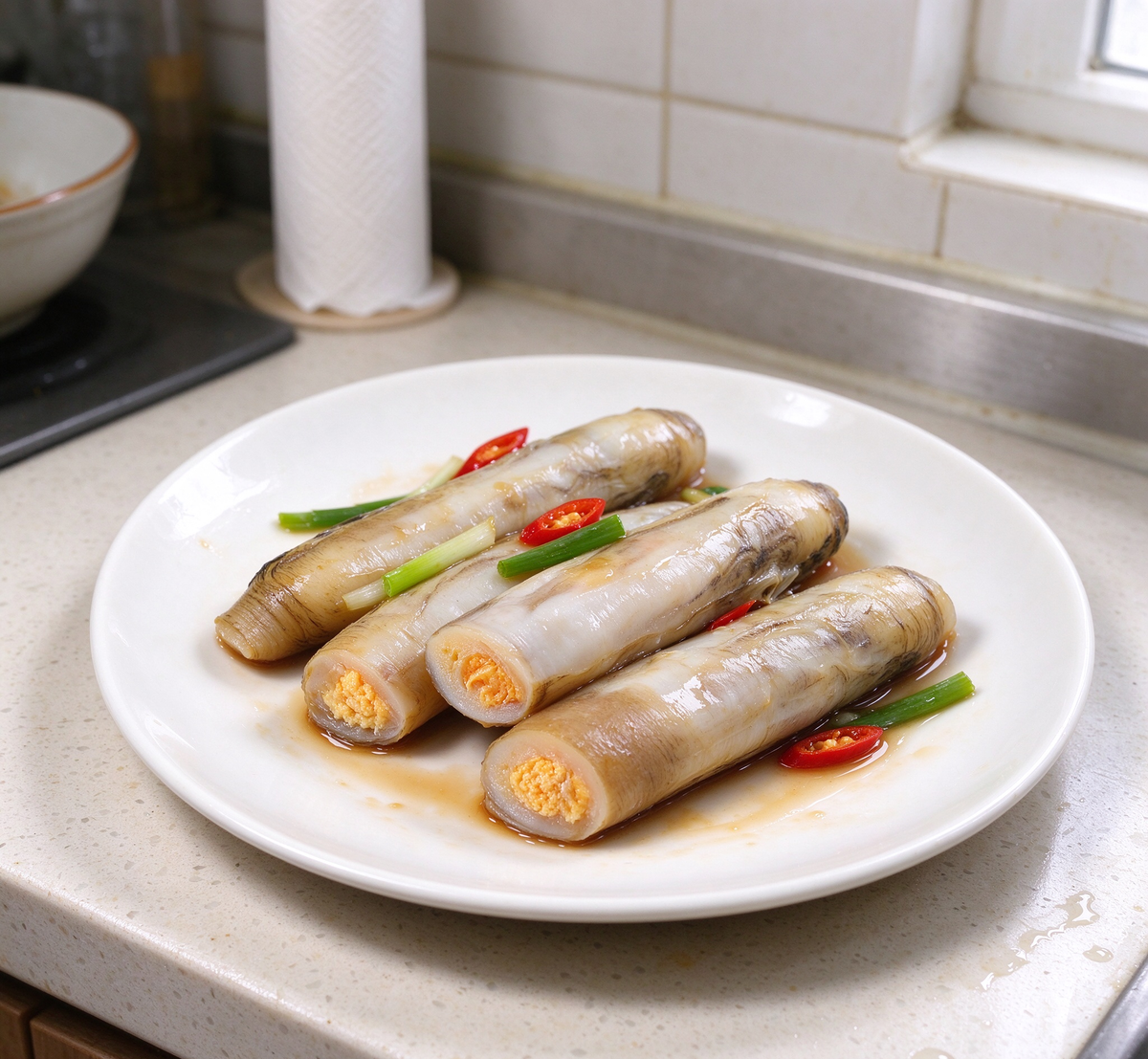 Delicious Steamed Bamboo Clams with Luscious Orange Roe
